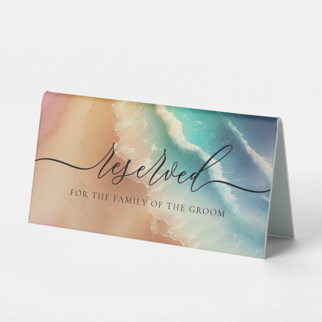 Green Ocean Beach Summer Wedding Reservation (Front)