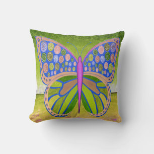 Green Ocean Butterfly Throw Pillow
