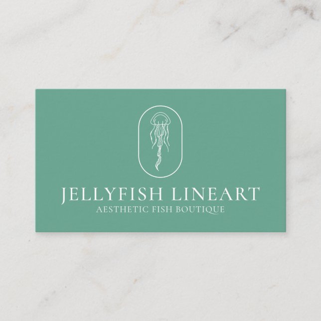 green Ocean Nautical Jellyfish Business Card (Front)