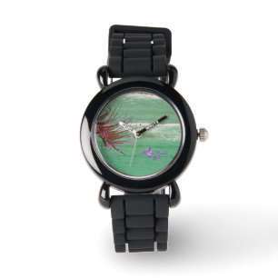 Green Ocean Water Silver Strap Fashion Watch