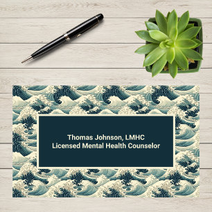 Green Ocean Waves Psychotherapist Counselor Healer Business Card