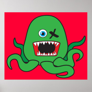 Green Octomonster Poster