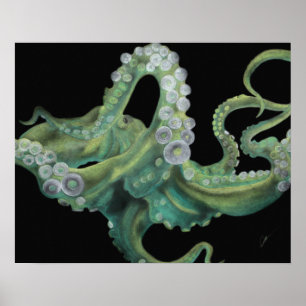 Green Octopus 20 x 16 Poster