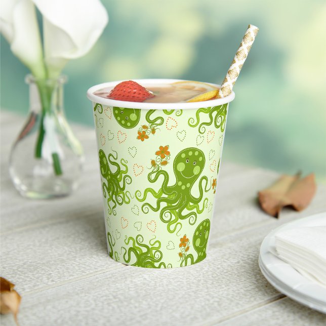 Green Octopuses With Flowers Paper Cups (Creator Uploaded)