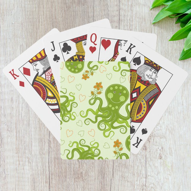 Green Octopuses With Flowers Playing Cards (Creator Uploaded)