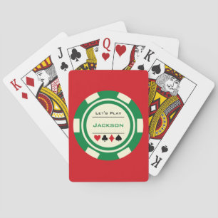 Green Off White Casino Poker Chip Gambler Playing Cards