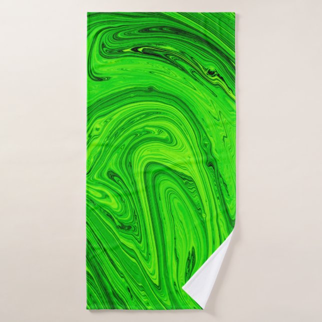 Green oil paint abstract background. Oil paint gre Bath Towel (Bath Towel)