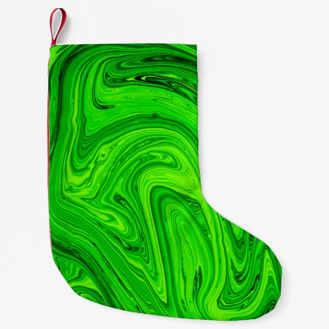Green oil paint abstract background. Oil paint gre Small Christmas Stocking (Front)