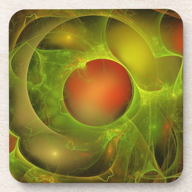 Green Oil Red Water Coaster (Front)