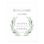 Green Olive Branch Wreath Welcome Wedding Sign