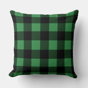 Green/ Olive Buffalo Plaid Reversible Pillow
