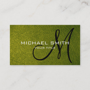 Green olive leather business card