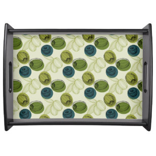 Green Olive Sketch Drawing Pattern Kitchen Serving Tray
