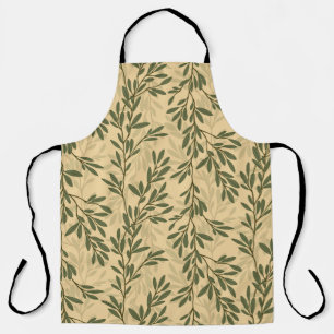 Green Olive Tree Branch Mediterranean Pattern Apron