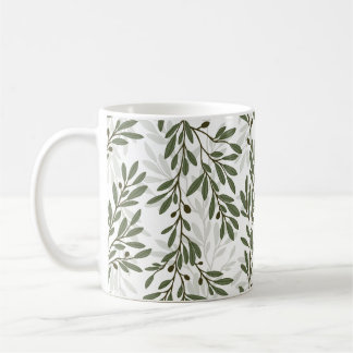 Green Olive Tree Branch Mediterranean Pattern Coffee Mug