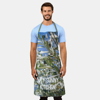 Green Olive Tree with Black Fruits Apron