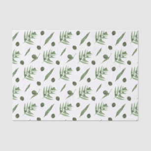 Green Olives and Olive Branches Tissue Paper