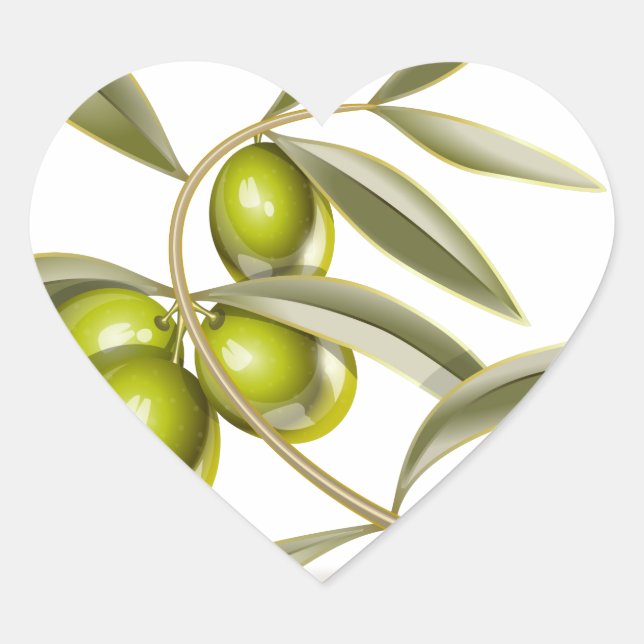 Green olives branch heart sticker (Front)