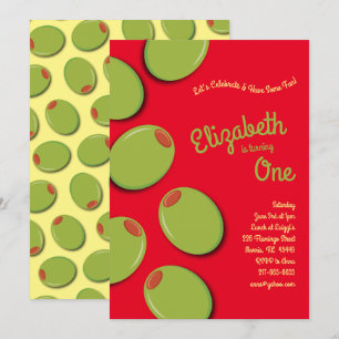Green Olives Kid 1st Birthday Party Invitation