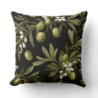 Green Olives Leaves Black Elegant Botanical 