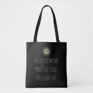 Green Om and Mandala Positive Minds Positive Vibes Tote Bag