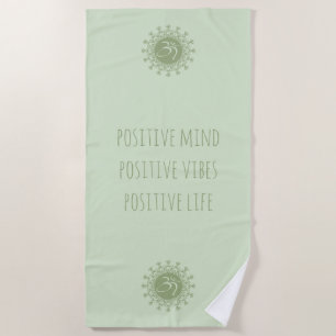 Green Om & Mandala Positive Mind Vibes & Life Beach Towel