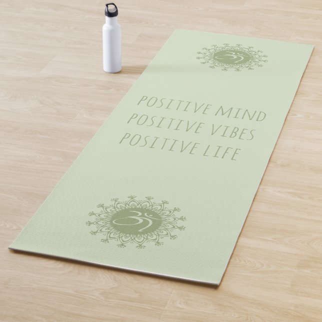 Green Om & Mandala Positive Mind Vibes & Life Yoga Mat (In Situ)