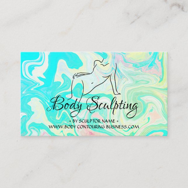 Green Ombre Body sculpting contouring spa woman Business Card (Front)