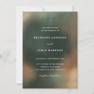 Green Ombre Boho Minimalist Wedding Invitation