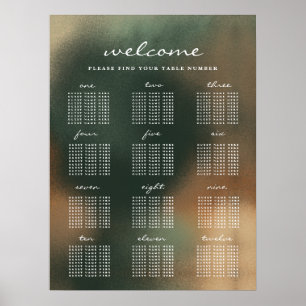 Green Ombre Boho Minimalist Wedding Seating Chart