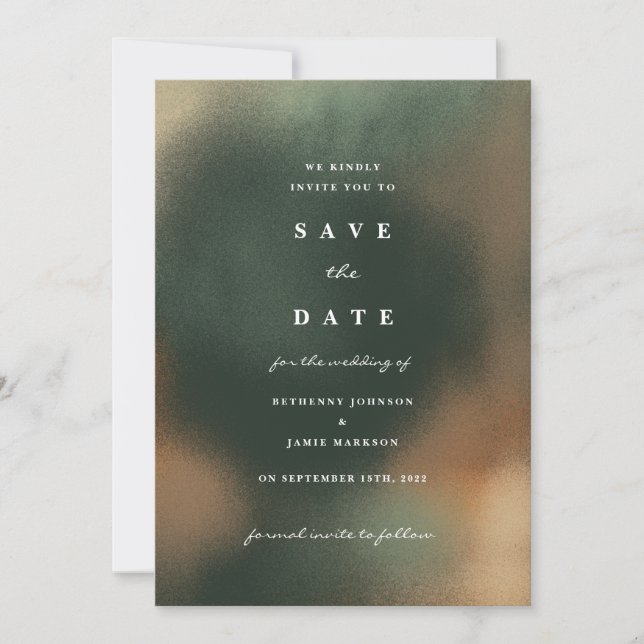 Green Ombre Boho Save the Date Invitation (Front)