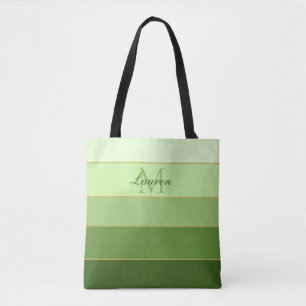 Green Ombre Colour Block Personalised Tote Bag