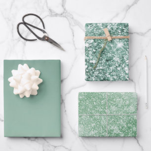 Green Ombre Glitzy Glitter Wrapping Paper Sheet