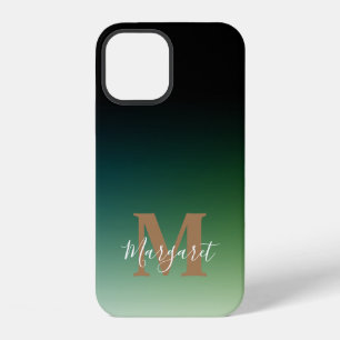 Green Ombre Gold Monogram iPhone 12 Case