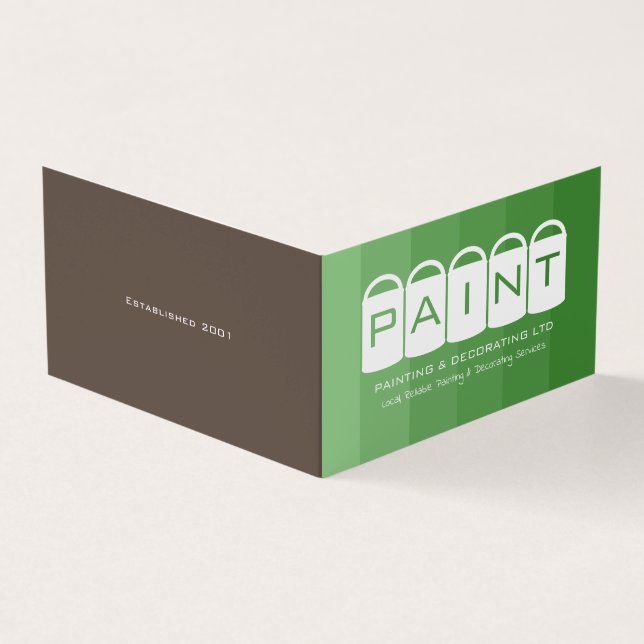 Green Ombre, Paint Buckets, Painter & Decorator Business Card (Outside)
