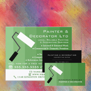 Green Ombre & Paint Roller, Painter & Decorator Flyer
