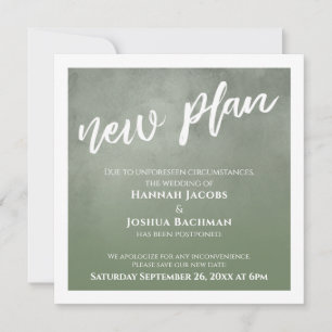 Green Ombre Postponed Wedding New Plan Card