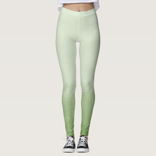 Green Ombre Watercolor Leggings (Front)