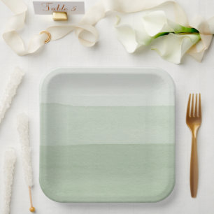 Green Ombre Watercolor  Paper Plate
