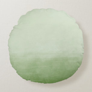 Green Ombre Watercolor Round Cushion