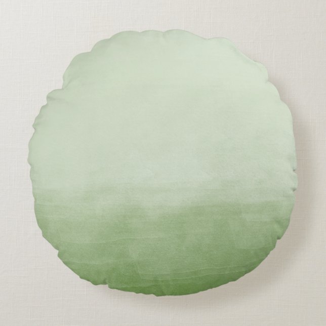 Green Ombre Watercolor Round Cushion (Front)