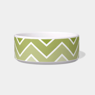 Green Ombre Zig Zag Chevron Pattern Pet Bowls