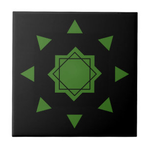 Green on black moroccan mosaic geometric pentagons tile