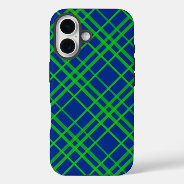 Green On Blue Tartan Plaid Pattern Design  Case-Mate iPhone Case (Back)