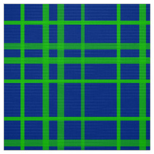 Green On Blue Tartan Plaid Pattern Design Fabric