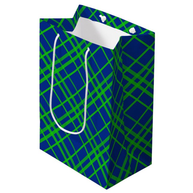 Green On Blue Tartan Plaid Pattern Design  Medium Gift Bag (Creator Uploaded)