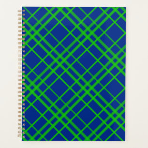 Green On Blue Tartan Plaid Pattern Design Planner