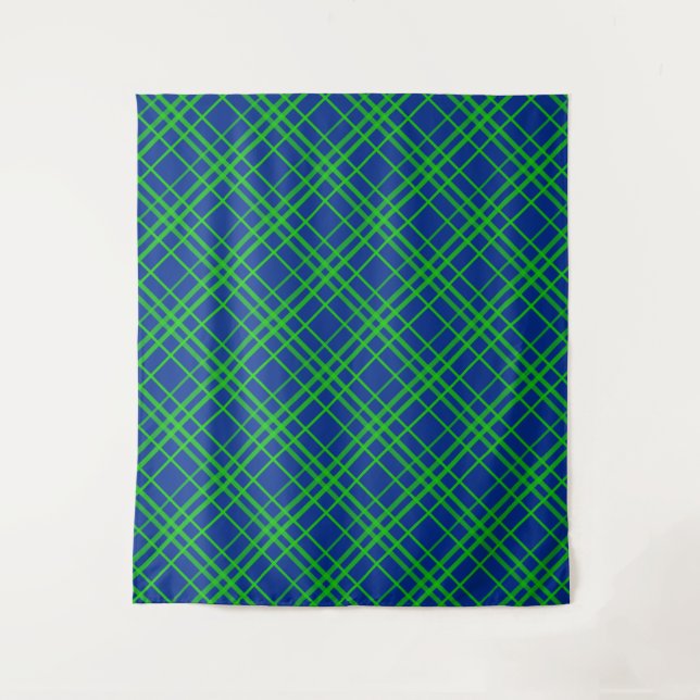 Green On Blue Tartan Plaid Pattern Design  Tapestry (Front)