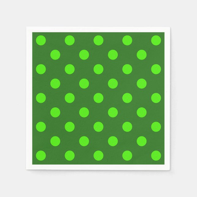 Green On Dark Green Polka Dots Pattern Design  Napkin (Front)