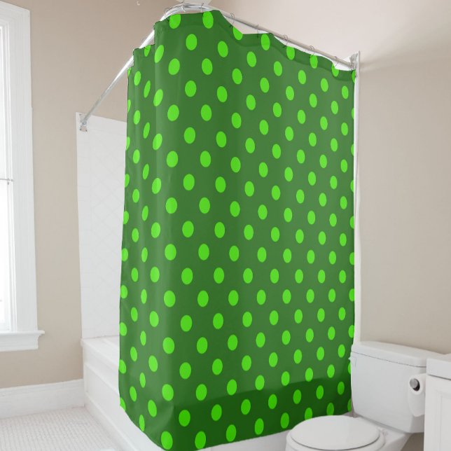 Green On Dark Green Polka Dots Pattern Design  Shower Curtain (Creator Uploaded)